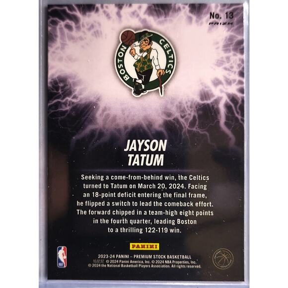 2023-24 NBA Hoops Premium Stock JAYSON TATUM #13 HIGH VOLTAGE Insert, See Pics! - Picture 2 of 2